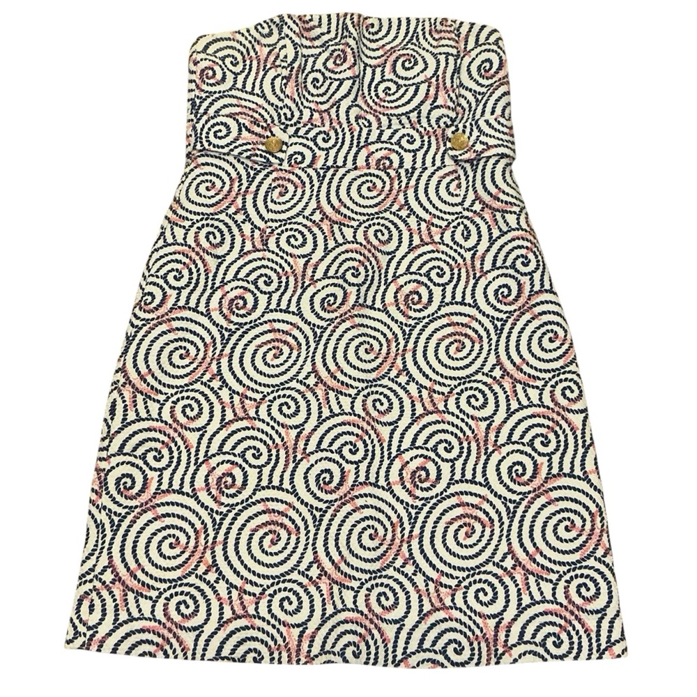 Vineyard Vines Strapless Starfish Navy Blue, White, and Pink Dress Size 6